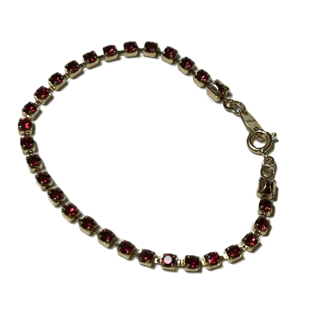 Vintage Avon Goldtone Red Crystals Tennis Bracelet 7 Inch